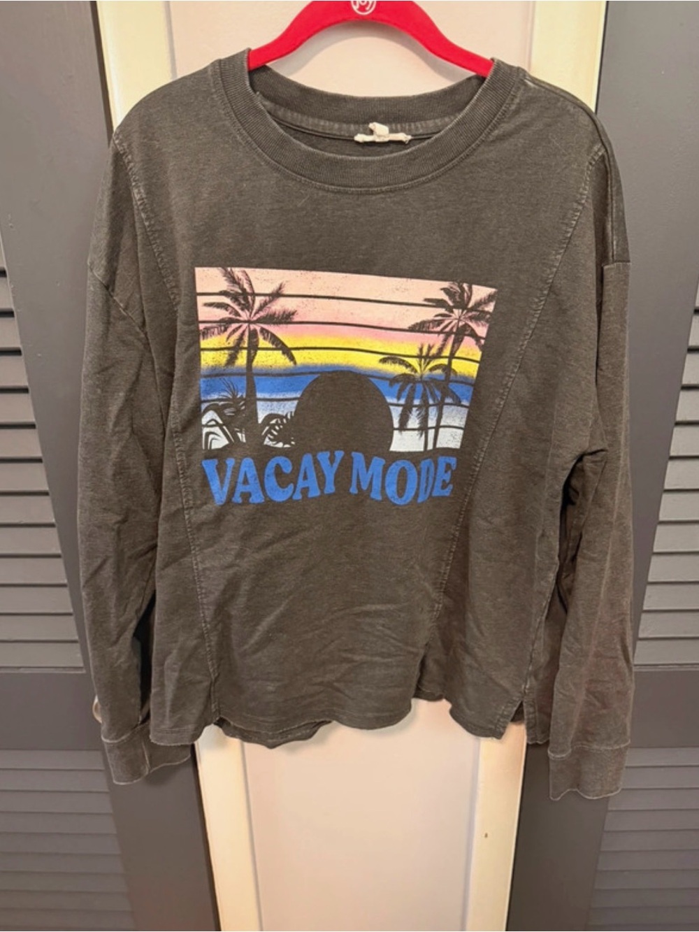 Maurices Charcoal 'Vacay Mode' Graphic Long Sleeve Top